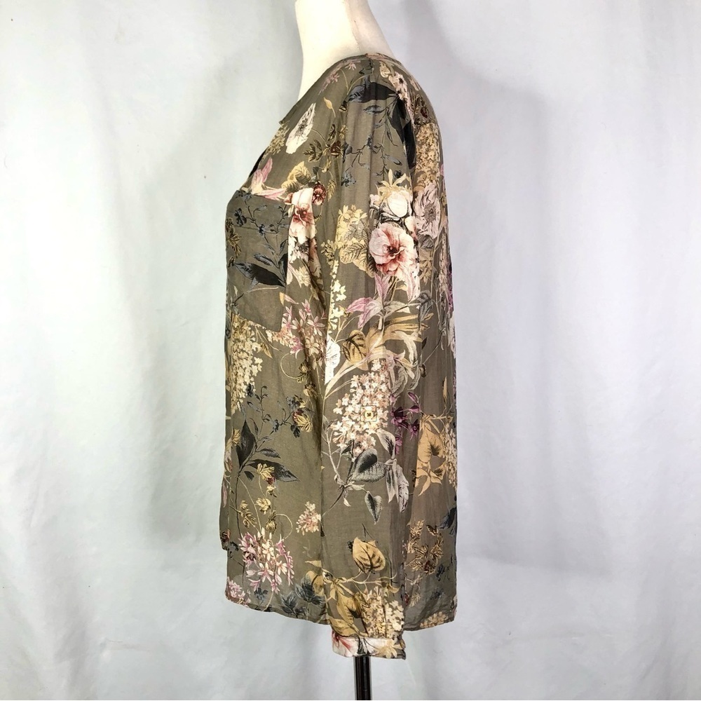 Massimo Dutti shirt sheer button down blouse cotton mulberry silk floral 6 - Picture 5 of 12